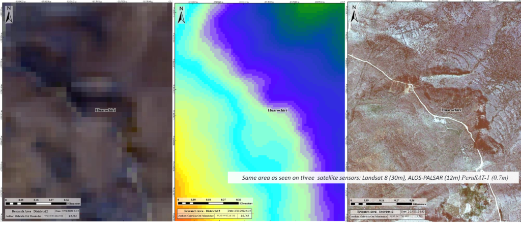 Three different vies of satellite images shown in paralel.